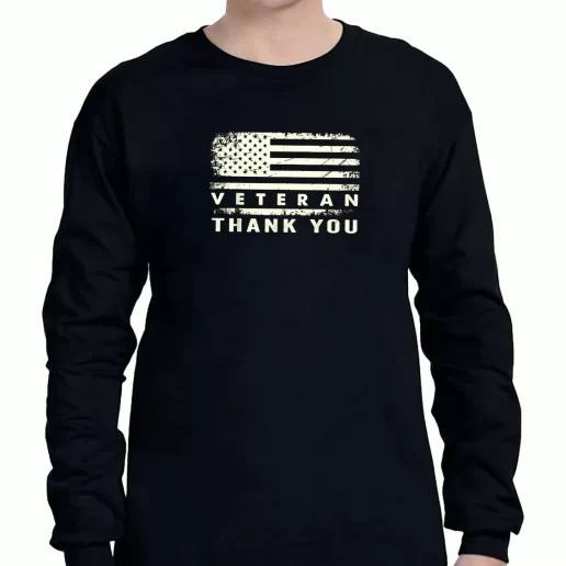 Graphic Long Sleeve T Shirt Patriotic American Flag Thank You American Veterans Day 1