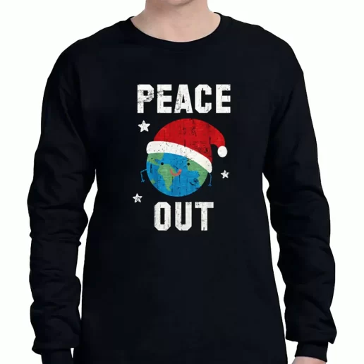 Graphic Long Sleeve T Shirt Peace Out Festive Xmas Clothing Sale 1