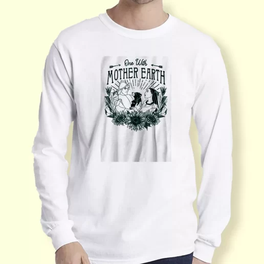 Graphic Long Sleeve T Shirt Pocahontas One With Mother Earth Gift For Earth Day 1