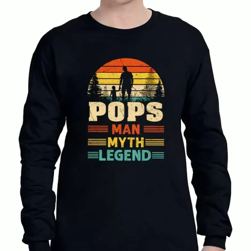 Graphic Long Sleeve T Shirt Pops The Man The Myth The Legend Sunset a Father Day Gift 1