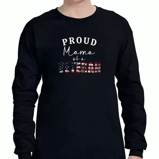 Graphic Long Sleeve T Shirt Proud Mama Of A Veteran American Veterans Day 1