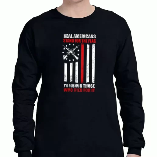 Graphic Long Sleeve T Shirt Real Americans Stand for the Flag American Veterans Day 1