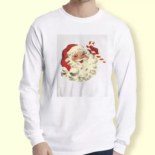Graphic Long Sleeve T Shirt Retro Santa Design Xmas Top 1