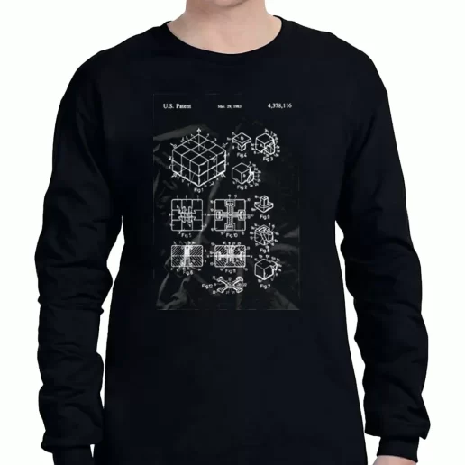 Graphic Long Sleeve T Shirt Rubiks Cube Patent 1