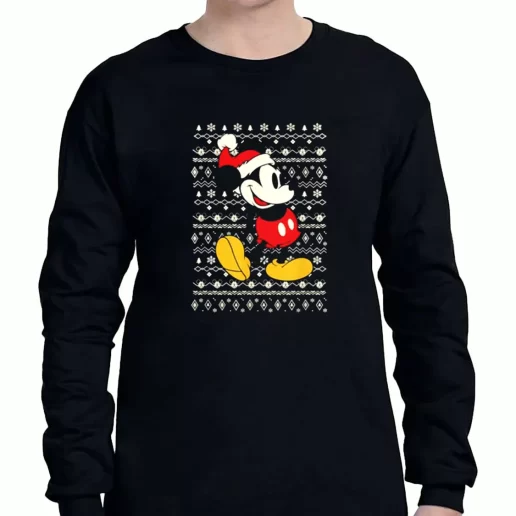 Graphic Long Sleeve T Shirt Santa Mickey mouse ugly Christmas Xmas Clothing Sale 1