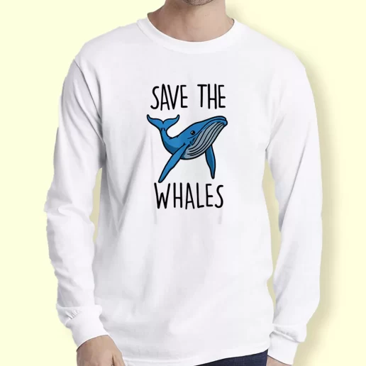 Graphic Long Sleeve T Shirt Save The Whales Gift For Earth Day 1