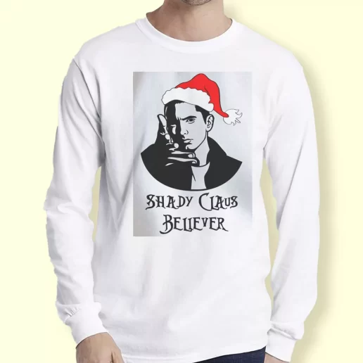 Graphic Long Sleeve T Shirt Shady Claus Believer Xmas Top 1