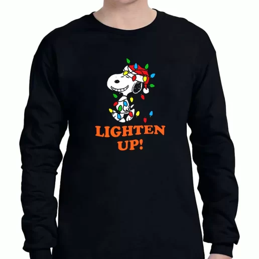 Graphic Long Sleeve T Shirt Snoopy Christmas Lighten Up Xmas Clothing Sale 1