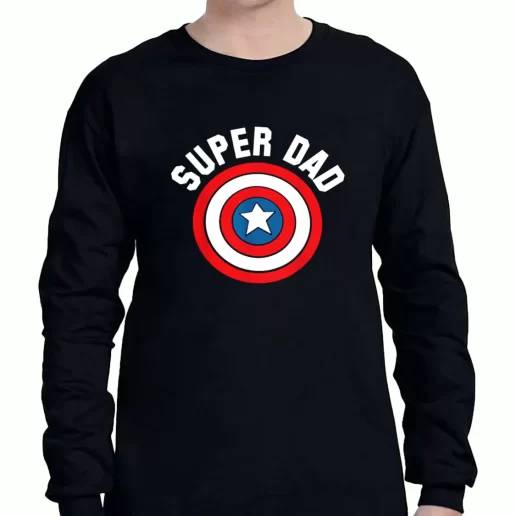 Graphic Long Sleeve T Shirt Super Dad Captain America Shield a Father Day Gift 1