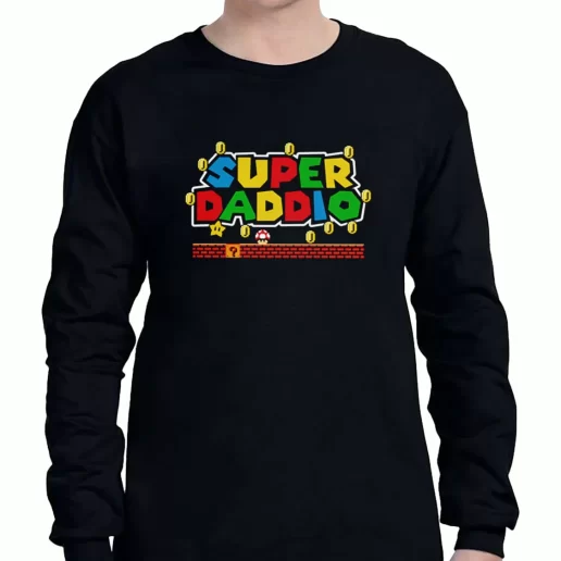 Graphic Long Sleeve T Shirt Super Daddio Mario Style a Father Day Gift 1