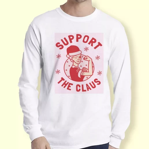 Graphic Long Sleeve T Shirt Support The Claus Xmas Top 1