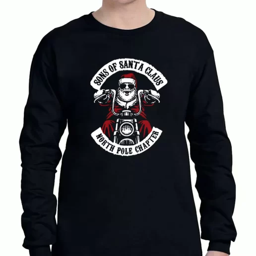 Graphic Long Sleeve T Shirt The North Pole Chapter Biker Christmas Xmas Clothing Sale 1