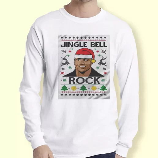 Graphic Long Sleeve T Shirt The Rock Jingle Bell Rock Xmas Top 1