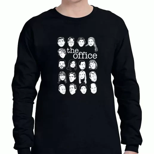 Graphic Long Sleeve T Shirt The US Office Character Faces Xmas Clothing Sale 1
