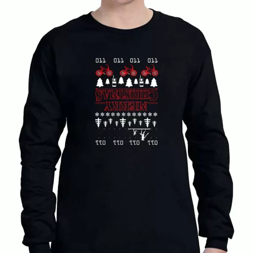 Graphic Long Sleeve T Shirt Upside Down Stranger Things Merry Christmas Xmas Clothing Sale 1