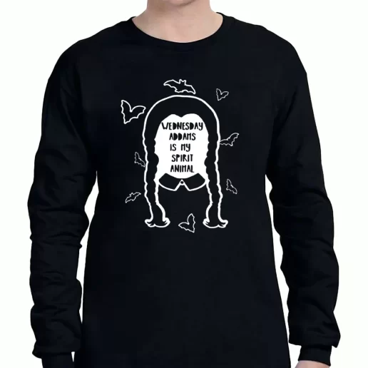 Graphic Long Sleeve T Shirt Wednesday Addams is my spirit animal 1