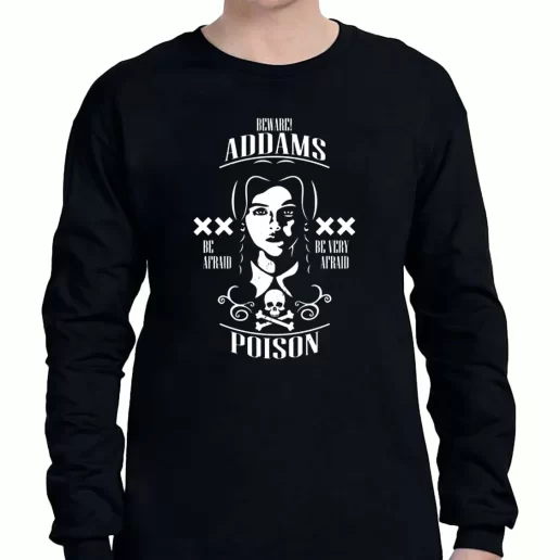 Graphic Long Sleeve T Shirt Wednesday Beware Addams Poison 1