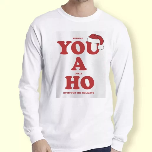 Graphic Long Sleeve T Shirt Wishing You A Jolly Ho Xmas Top 1