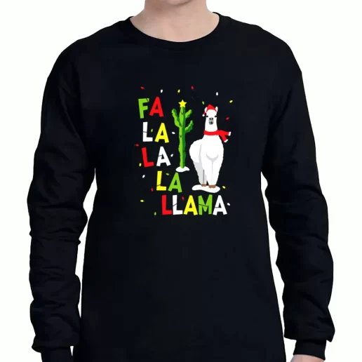 Graphic Long Sleeve T Shirt Xmas Falala Alpaca Funny Ugly Xmas Clothing Sale 1