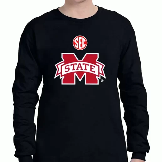 Graphic Long Sleeve T Shirt mike leach wearing sec logo and mississippi state 1