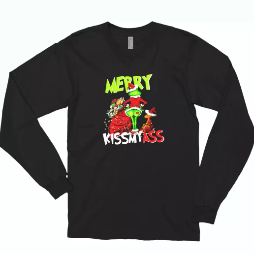 Grinch Merry Kiss My Ass Long Sleeve T Shirt Xmas Gift 1