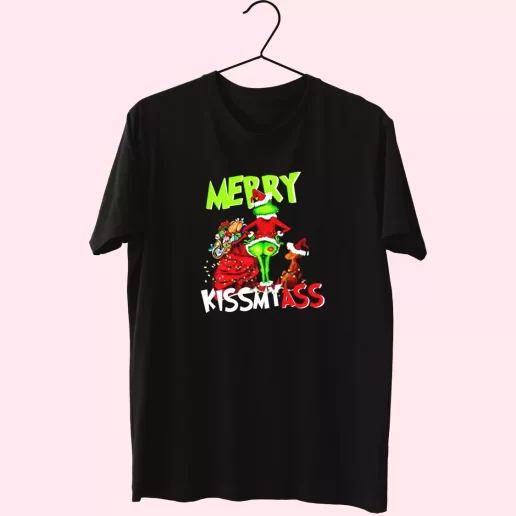 Grinch Merry Kiss My Ass T Shirt Xmas Design 1