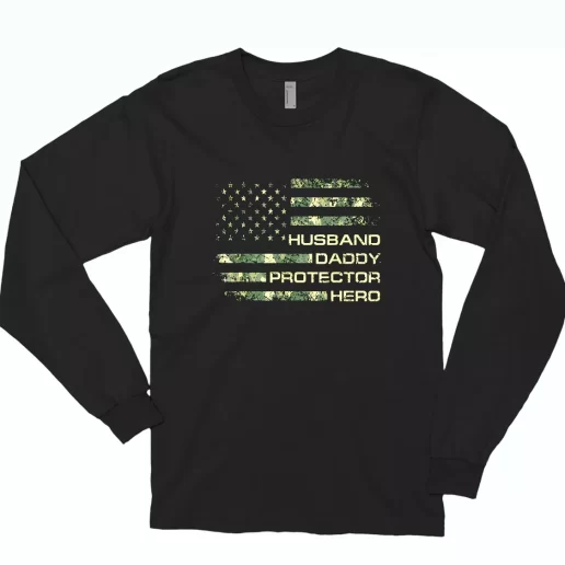 Husband Daddy Protector Hero Combat Long Sleeve T Shirt 1