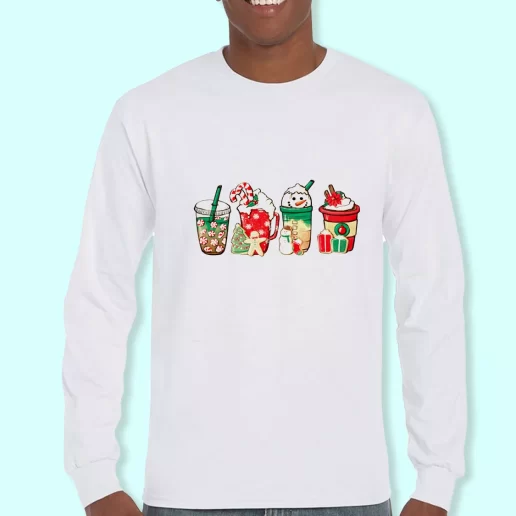 Long Sleeve T Shirt Design Christmas Snowman Latte Coffee Lover Christmas Day Gift 1