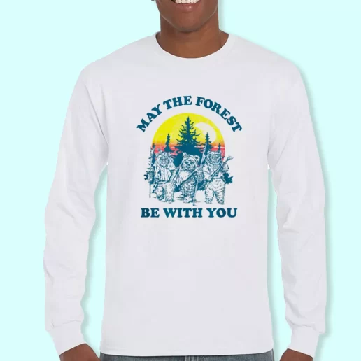 Long Sleeve T Shirt Design Ewok Sunset May The Forest Be With You Costume For Earth Day 1
