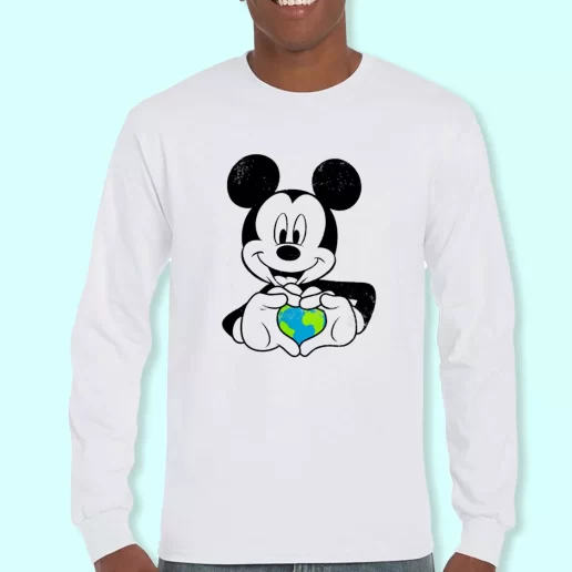 Long Sleeve T Shirt Design Mickey Holding Earth Costume For Earth Day 1