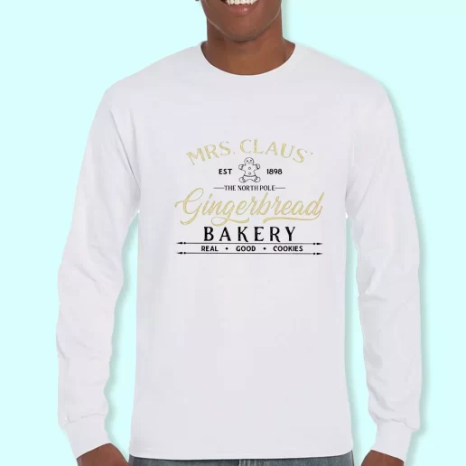 Long Sleeve T Shirt Design Mrs Claus Gingerbread Bakery Christmas Day Gift 1