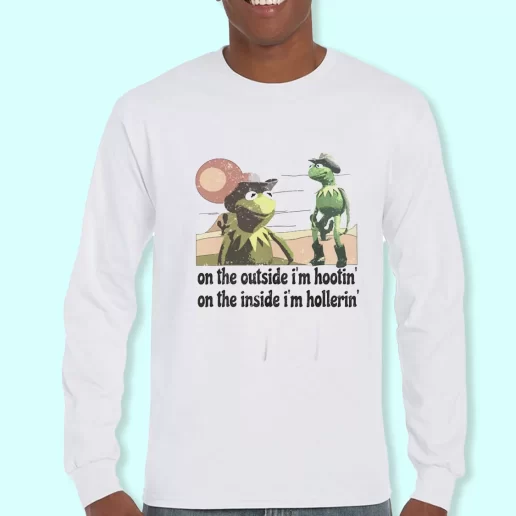 Long Sleeve T Shirt Design On The Outside Im Hootin On The Inside Im Hollerin Christmas Day Gift 1