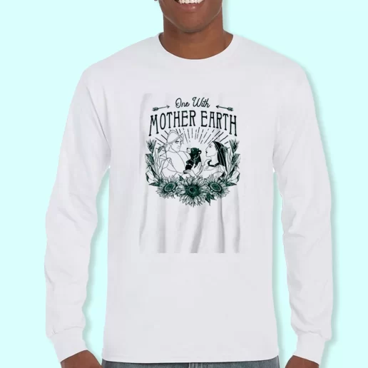 Long Sleeve T Shirt Design Pocahontas One With Mother Earth Costume For Earth Day 1