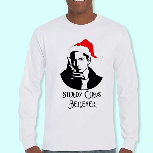 Long Sleeve T Shirt Design Shady Claus Believer Christmas Day Gift 1