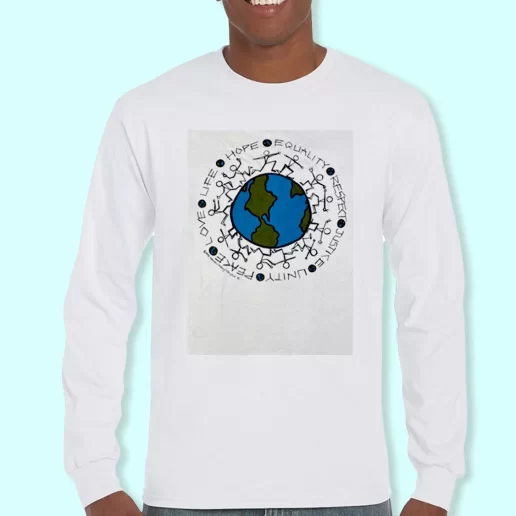 Long Sleeve T Shirt Design Vintage Justice Equality Unity Peace Earth Costume For Earth Day 1