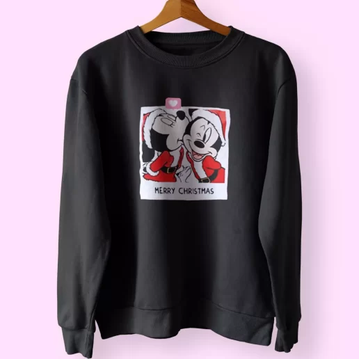 Love SANTA MICKEY MOUSE AND MINNIE Sweatshirt Xmas Outfit 1