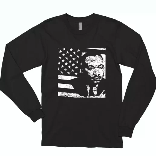 Martin Luther King Jr Distressed Mlk Flag MLK Long Sleeve T Shirt 1