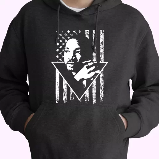 Martin Luther King Jr Distressed Usa Flag MLK Day Hoodie 1