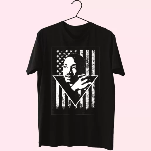 Martin Luther King Jr Distressed Usa Flag MLK Day T Shirt 1