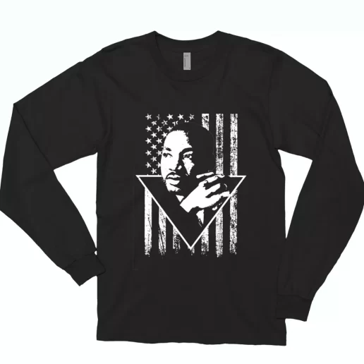 Martin Luther King Jr Distressed Usa Flag MLK Long Sleeve T Shirt 1