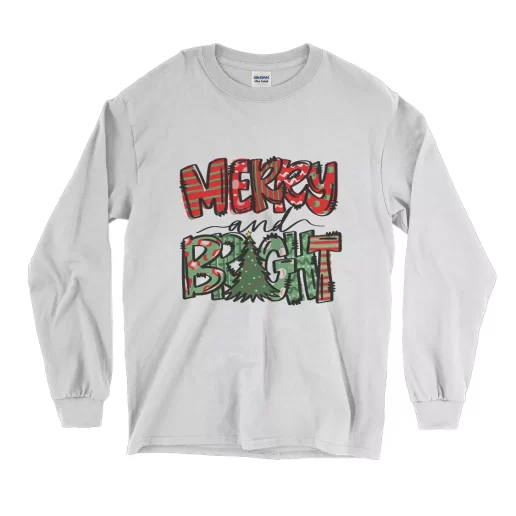 Merry Bright Christmas Trees Long Sleeve T Shirt Christmas Outfit 1