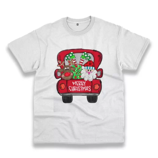 Merry Christmas Red Trees Truck Funny Christmas T Shirt 1