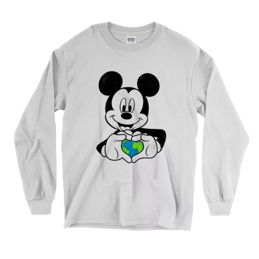 Mickey Holding Earth Day Long Sleeve T Shirt 1