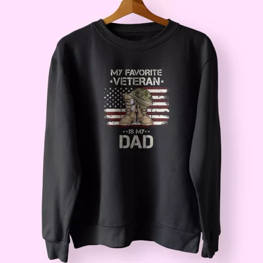 My Favorite Veteran Is My Dad Holiday Sweatshirt 1