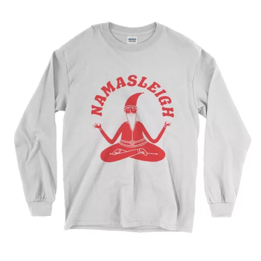 Namasleigh Yoga Santa Long Sleeve T Shirt Christmas Outfit 1