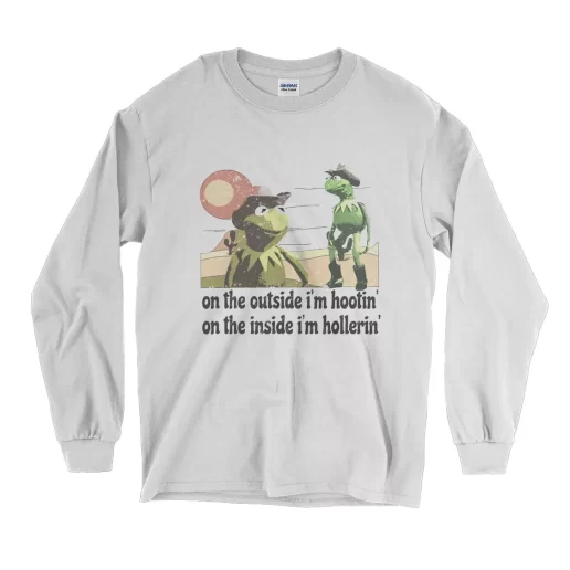 On The Outside Im Hootin On The Inside Im Hollerin Long Sleeve T Shirt Christmas Outfit 1