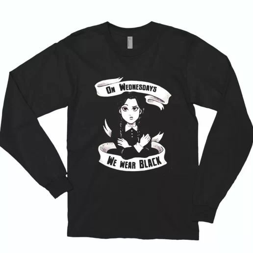 On Wednesday We Wear Black Wednesday Addams Casual Long Sleeve T Shirt 1