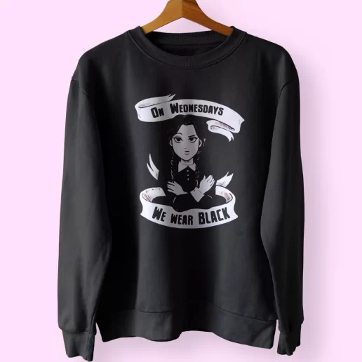 On Wednesday We Wear Black Wednesday Addams Trendy Sweatshirt Style 1