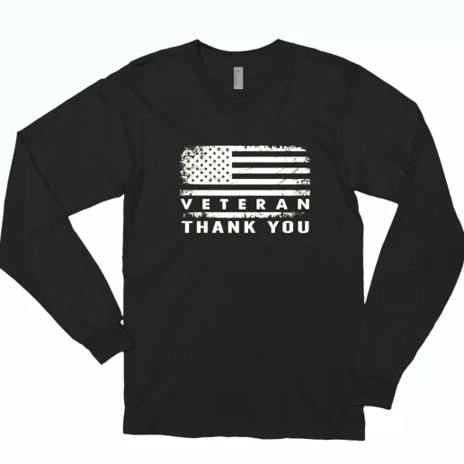 Patriotic American Flag Thank You Combat Long Sleeve T Shirt 1