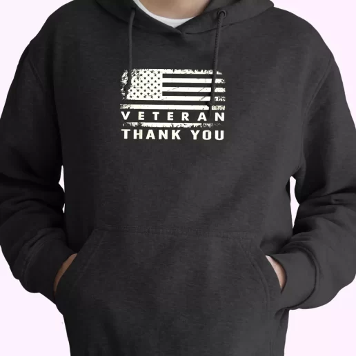 Patriotic American Flag Thank You Old Hoodie Veterans Day 1